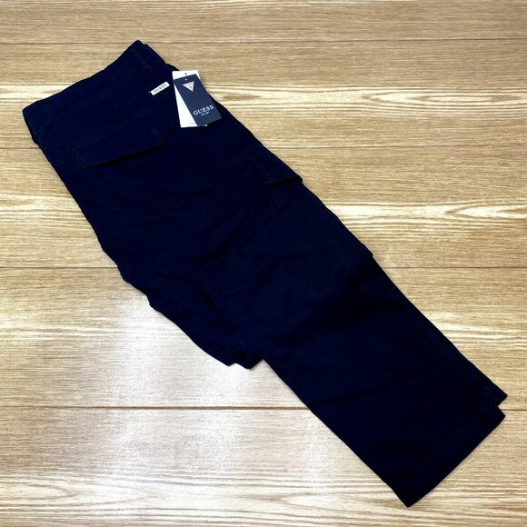 Guess Twill Cargo Pants Utility Fit Black NWT $98 - Picture 1 of 16